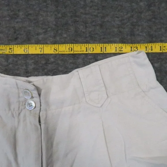 J McLaughlin Pleated Shorts Women 8 Beige Linen Lyocell High Rise Preppy Coastal - Picture 4 of 10